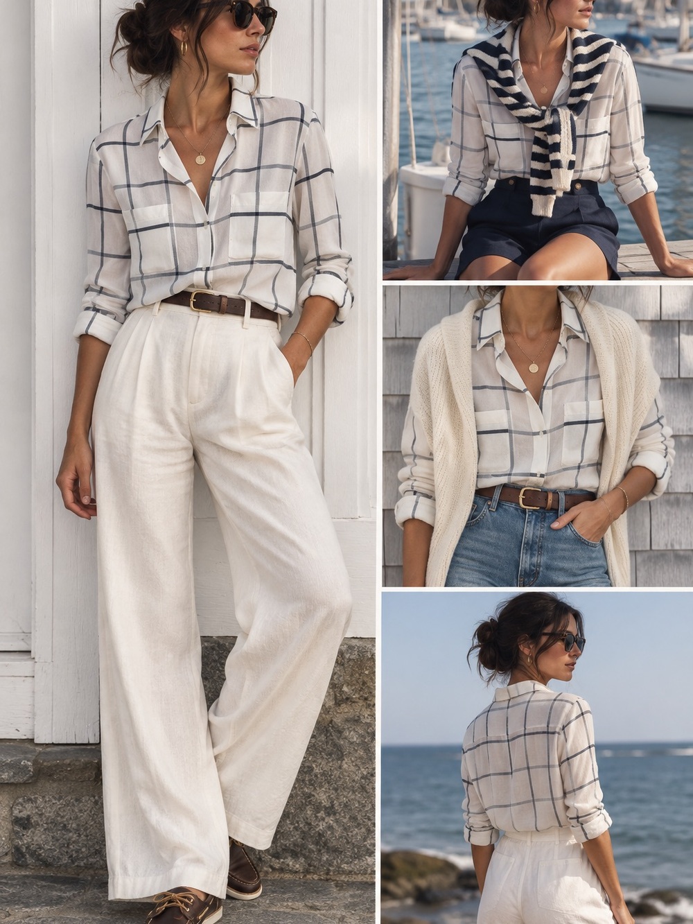 🖤MAKE OFFER🖤 NWT Loft White Black Plaid Sheer Blouse Size Medium Shirt